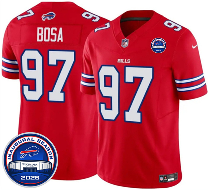 Men's Buffalo Bills #97 Joey Bosa Red F.U.S.E. 2026 Inaugural Season at Highmark Stadium Stitched Football Jersey
